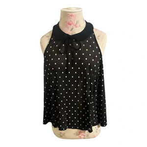 H&M Divided Sheer Polka Dot Blouse Peter Pan Collar with String Bow Size 6
